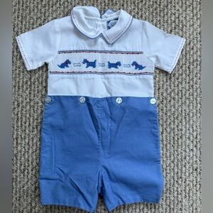 Carriage Boutique White and Blue Kids One Piece Romper
